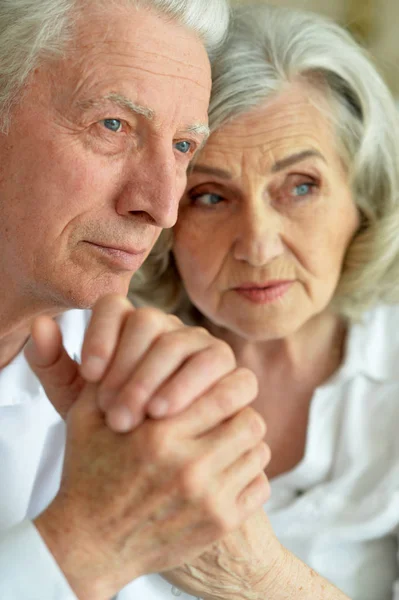 Close Shot Sad Senior Couple Home — Stock Photo, Image