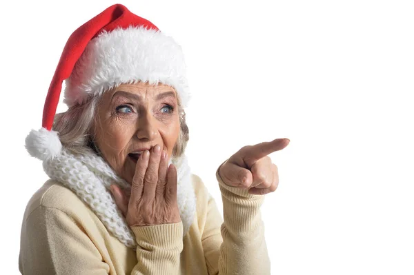 Mujer mayor en Santa hat —  Fotos de Stock