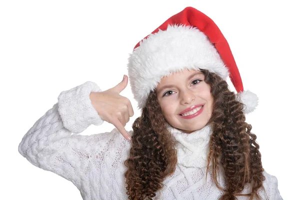 Little girl with Christmas present — Stock Photo, Image