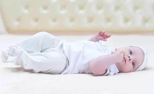 Cute Little Baby Girl Lying Her Back — Stock Photo, Image