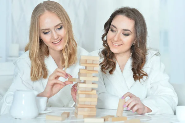 Women playing with  blocks — Stock Photo, Image