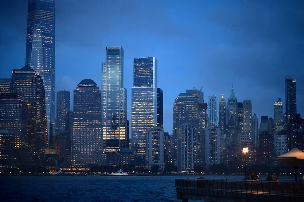 New Yorks Skyline Natten Förenta Staterna — Stockfoto