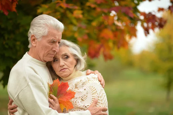 Retrato Una Triste Pareja Ancianos Parque —  Fotos de Stock