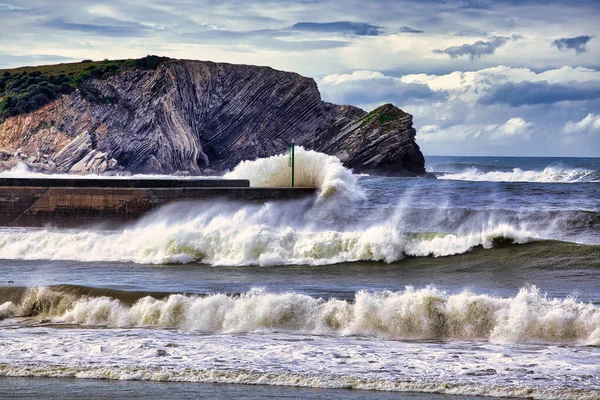 Stormen Vid Gorliz Strand Föreställer Bizkaia — Stockfoto