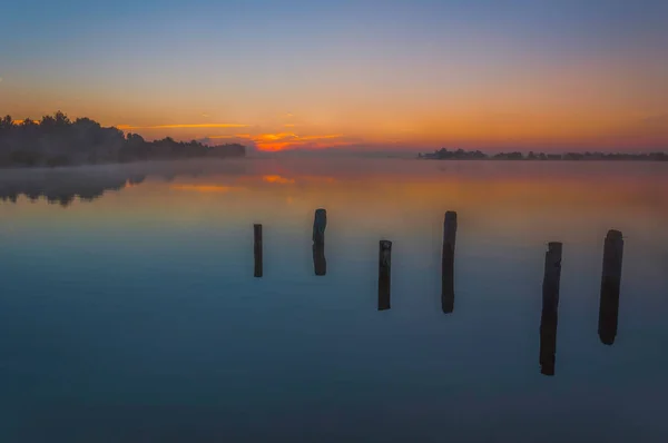 Schöner Sonnenaufgang Über Dem See Polnischer Sonnenaufgang — Stockfoto