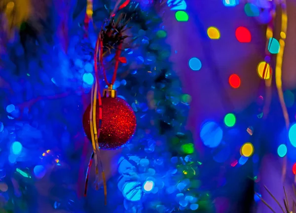 Giocattoli Natale Sull Albero Natale Decorato — Foto Stock