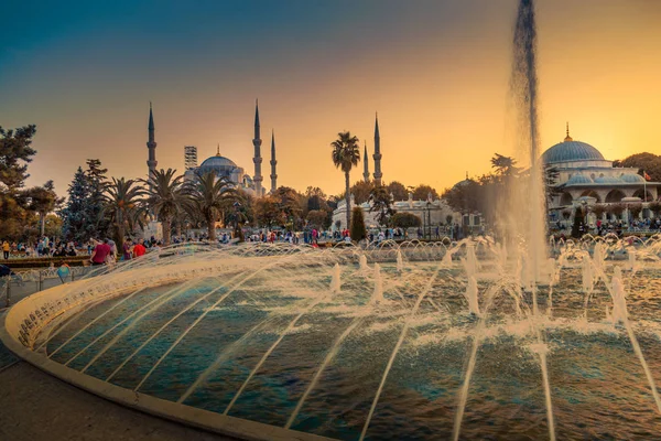 Kék Mecset Sultanahmet Camii Boszporusz Ázsiai Oldalon Skyline Isztambul Törökország — Stock Fotó
