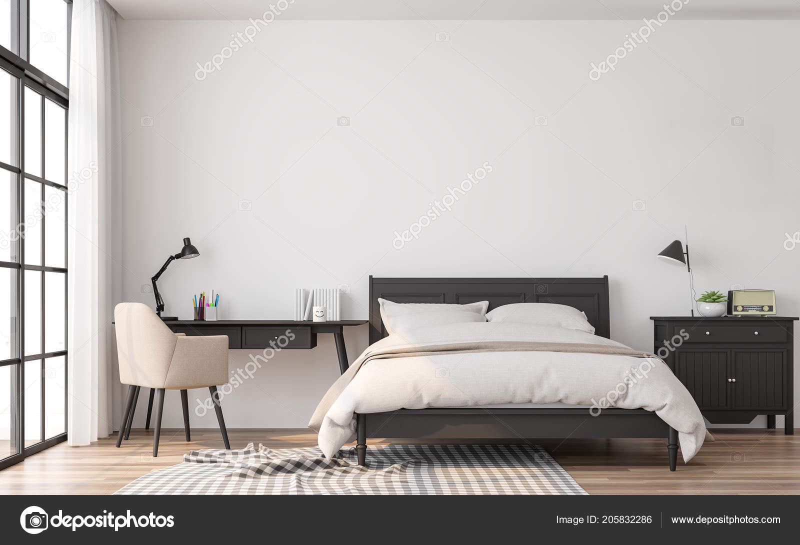 Modern Classic Bedroom Render Rooms Have Wooden Floors White