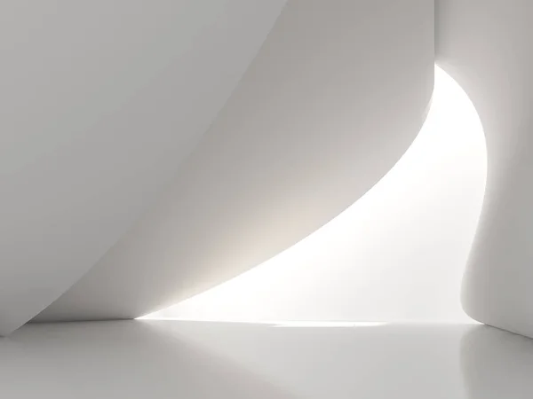 Moderno Espaço Branco Interior Vazio Quarto Com Forma Lisa Render — Fotografia de Stock
