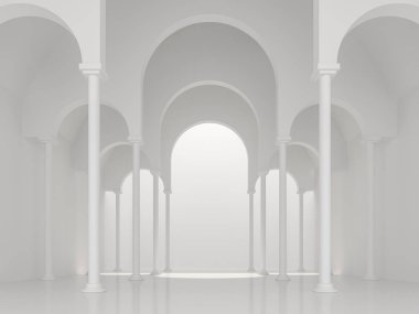 Modern beyaz boşluk iç asch şekil 3d render ile