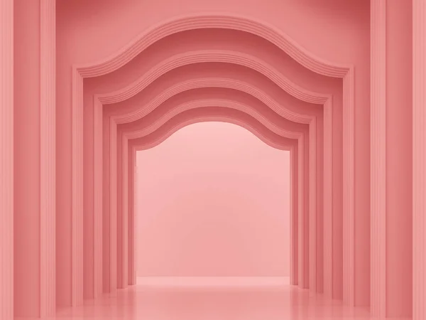 Coral Rosa Espacio Interior Clásico Renderizado Hay Patrón Pared Forma — Foto de Stock