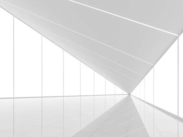 Modern Fehér Térben Belső Render Vannak Fehér Csempe Padló Háromszög — Stock Fotó