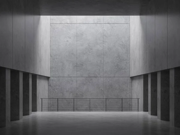 Empty Concrete Room Natural Light Render Room Large Colunms Flanking — Stock Photo, Image