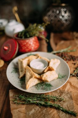 geleneksel Moğol gıda dekor ile