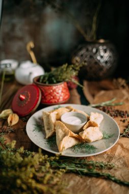 geleneksel Moğol gıda dekor ile