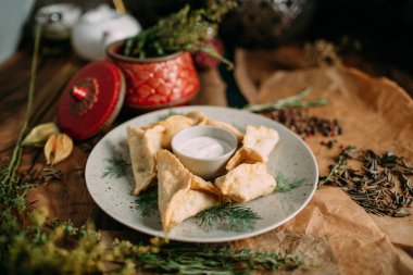 geleneksel Moğol gıda dekor ile