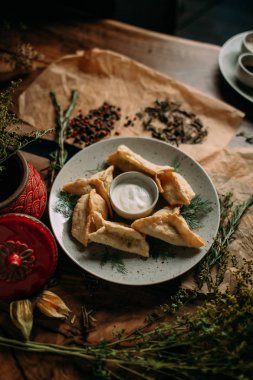 Masasına Moğol geleneksel yemek 