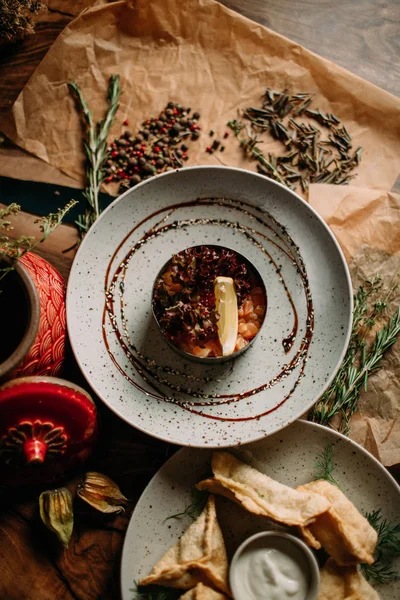 traditional mongolian food with decor