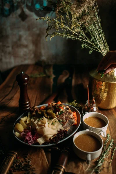 Nourriture Traditionnelle Mongole Sur Table — Photo