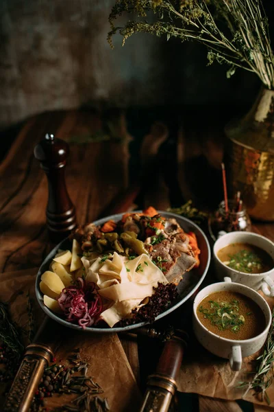 Mongolian traditional food on table
