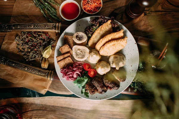 Mongolian traditional food in table