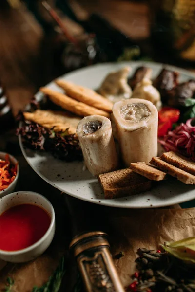 Mongolian traditional food in table