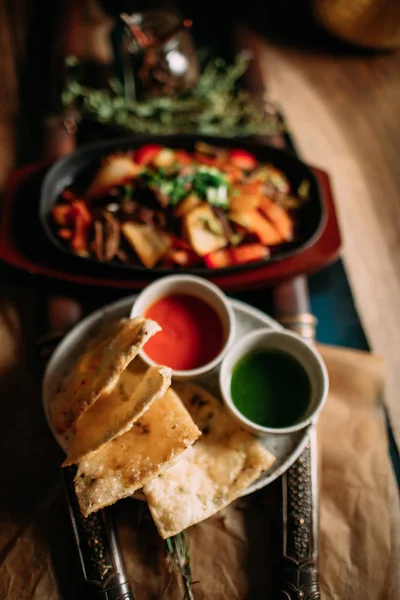 Mongolian traditional food on table