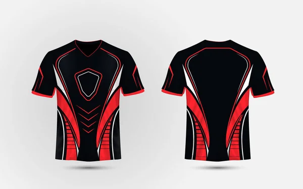 Μαύρο Κόκκινο Και Άσπρο Πρότυπο Σχεδιασμό Shirt Αθλητισμού Διάταξης — Διανυσματικό Αρχείο
