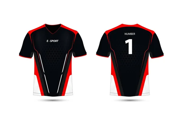 Μαύρο Κόκκινο Και Άσπρο Πρότυπο Σχεδίασης Διάταξης Αθλητισμός Shirt — Διανυσματικό Αρχείο
