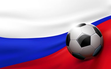 Rus bayrağı arka plan üzerinde futbol topu