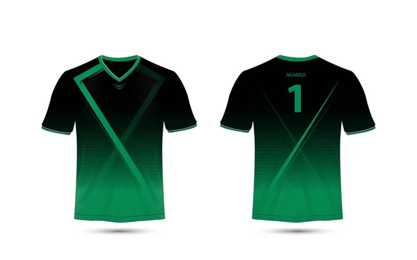 Siyah Yeşil Düzen Spor Shirt Tasarım Şablonu — Stok Vektör