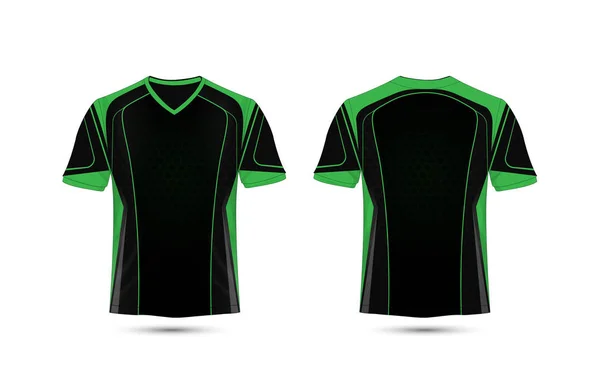 Grün Schwarzes Layout Sport Shirt Design Vorlage — Stockvektor