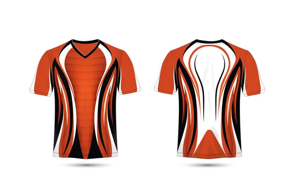 Orange Vitt Och Svart Sport Shirt Design Layoutmall — Stock vektor