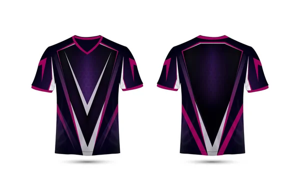 Lila Rosa Och Svart Sport Shirt Design Layoutmall — Stock vektor