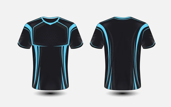 Modello Design Shirt Sport Con Layout Nero Blu — Vettoriale Stock