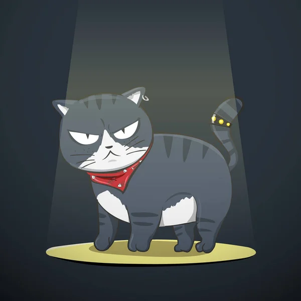 Roztomilá Černá Kočka Bad Boy Charakter Kreslený Obrázek — Stockový vektor