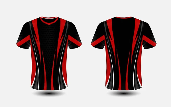 Черный Красный Макет Электронной Спортивной Футболки Шаблон — стоковый вектор