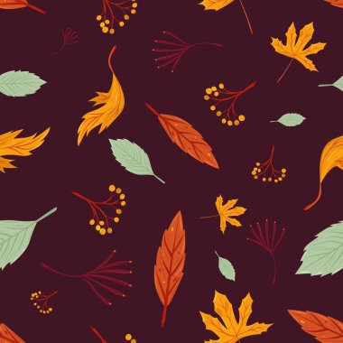 Sonbahar yaprakları seamless modeli. Serbest çizim stili