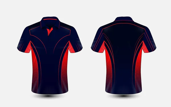 Modelo Design Shirt Azul Vermelho Layout — Vetor de Stock