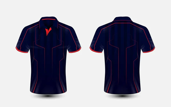 Linee Blu Rosse Layout Sport Shirt Modello Design — Vettoriale Stock