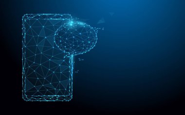 Akıllı telefon mesaj kutusu şeklinde çizgiler, üçgenler ve parçacık stil tasarlayın. İllüstrasyon vektör