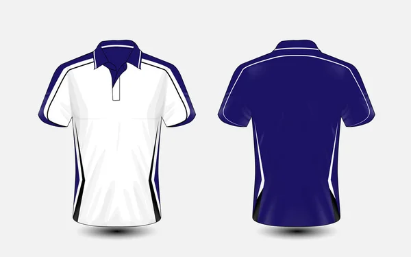 Blau Weißes Layout Sport Shirt Design Vorlage — Stockvektor