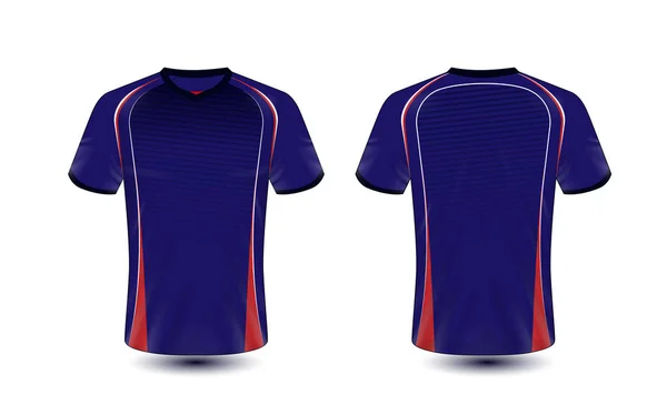 Blaues Und Rotes Layout Sport Shirt Design Vorlage — Stockvektor