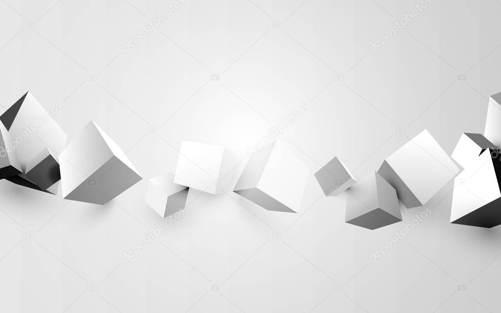 Abstract white 3d boxes background. Vector illustration