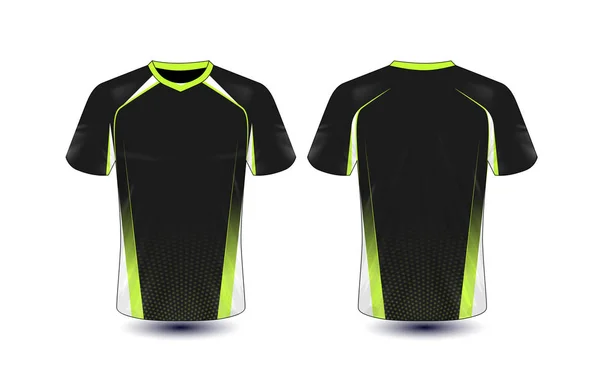 Modelo Design Shirt Preto Verde Layout — Vetor de Stock
