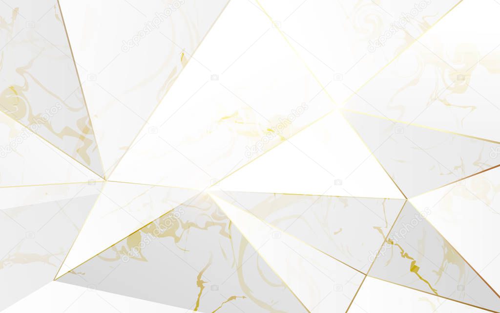 Abstract polygonal pattern luxury white with gold background