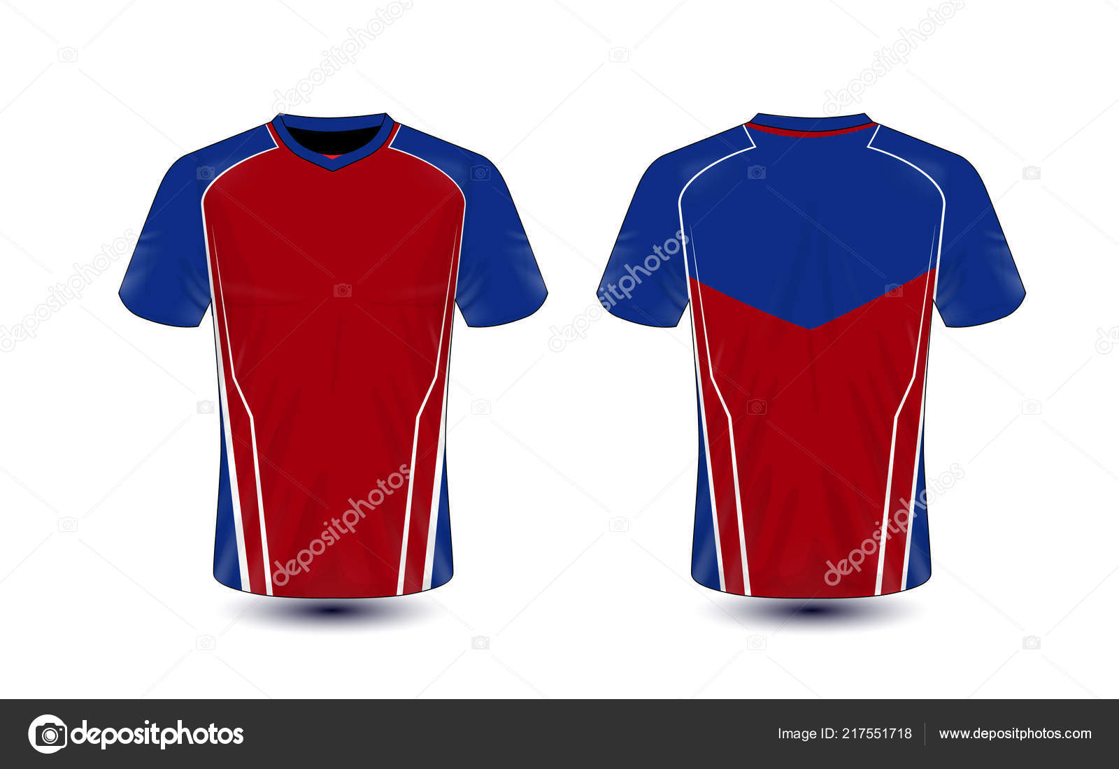 Soccer Jersey Template Blue Color Red Stock Illustration
