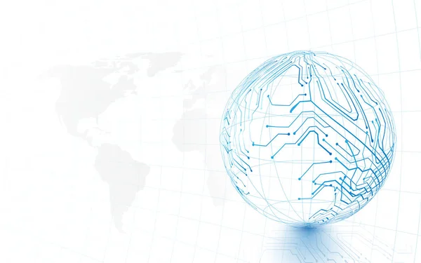 Abstract Global Digital Tech Hexagons Blue Background — Stock Vector