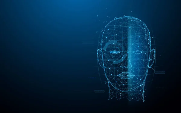 Tecnología Biométrica Digital Face Scanning Forma Líneas Triángulos Diseño Estilo — Archivo Imágenes Vectoriales