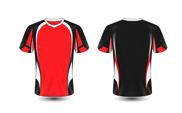 Shirt Rossa Bianco Nero Layout Sport Modello Design — Vettoriale Stock